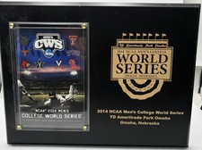 2014 NCAA College World Series Wood Plaque w/ Commemorative Ticket - Omaha NE