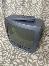 Retro Gaming CRT TV Ferguson FTV 141T 14” Working Remote AV Scart Metallic Blue
