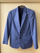 Calvin Klein Two-Button Blazer Small Checked Blue 14 Boys Suit Coat Jacket