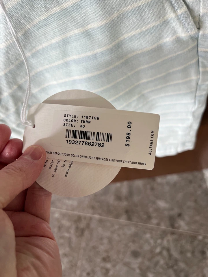 AG Adriano Goldschmied Men's Causal Shorts Blue/White W Front Pockets Sz:30 - Image 3 of 4