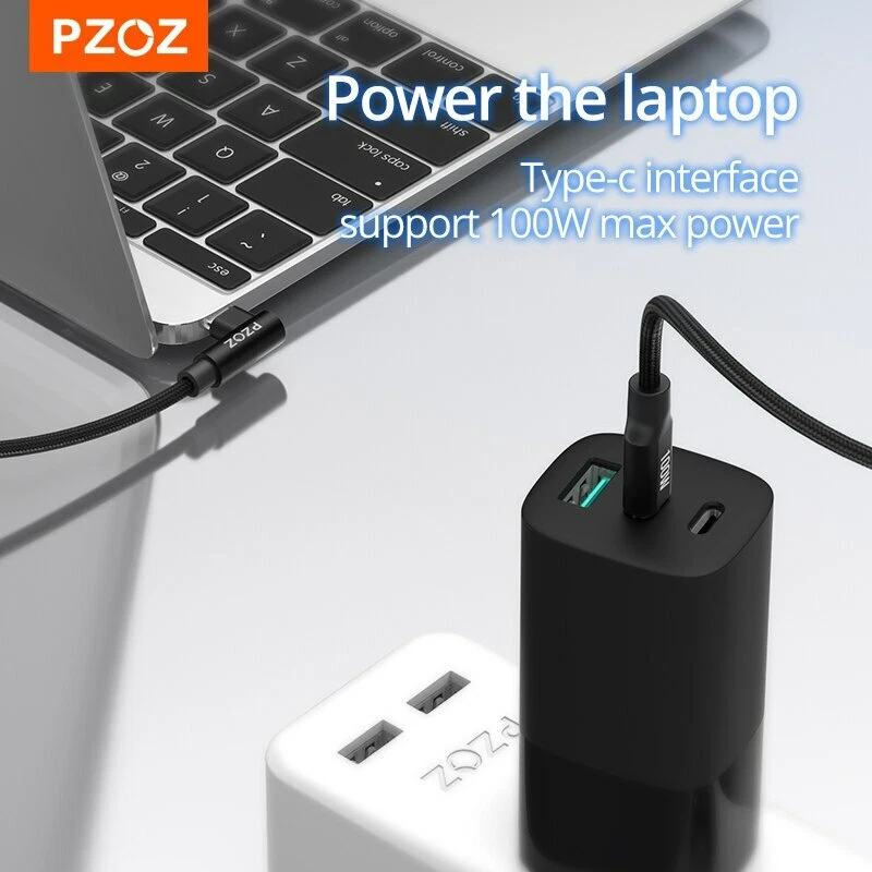 PZOZ USB C to USB C 90 Degree Cable 100W PD QC4 5A Fast Charge Data - Image 2 of 4