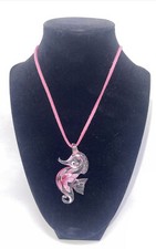 Beautiful Handmade Glass Pink Seahorse Pendant Necklace Nautical Jewelry