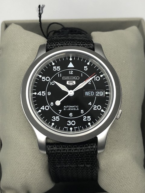Seiko SNK809 5 Automatic Analogue 37mm Watch for Men - Black/Stainless Steel for sale online | eBay