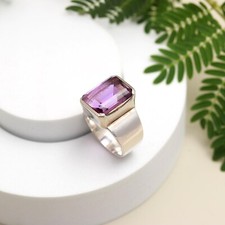 Natural Amethyst 925 Silver Ring silver Ring Pendant, Natural Amethyst 925 Ring