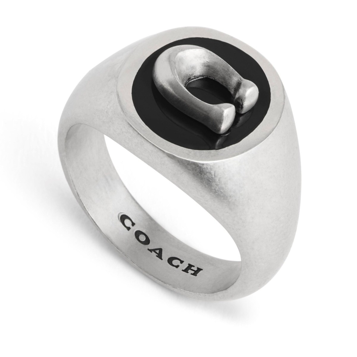 Coach Men's Sterling Silver Signature C Signet Ring - New with