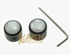 2 pcs With Screw Pearl Top Black Guitar Dome Knobs for Tele Telecaster Bass Knob