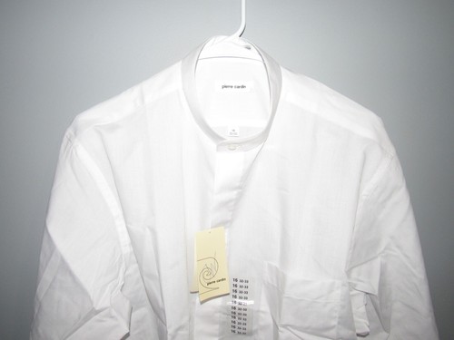 NWT New PIERRE CARDIN Mens Solid White Dress Shirt 16 32/33 Round Collar - Picture 2 of 5