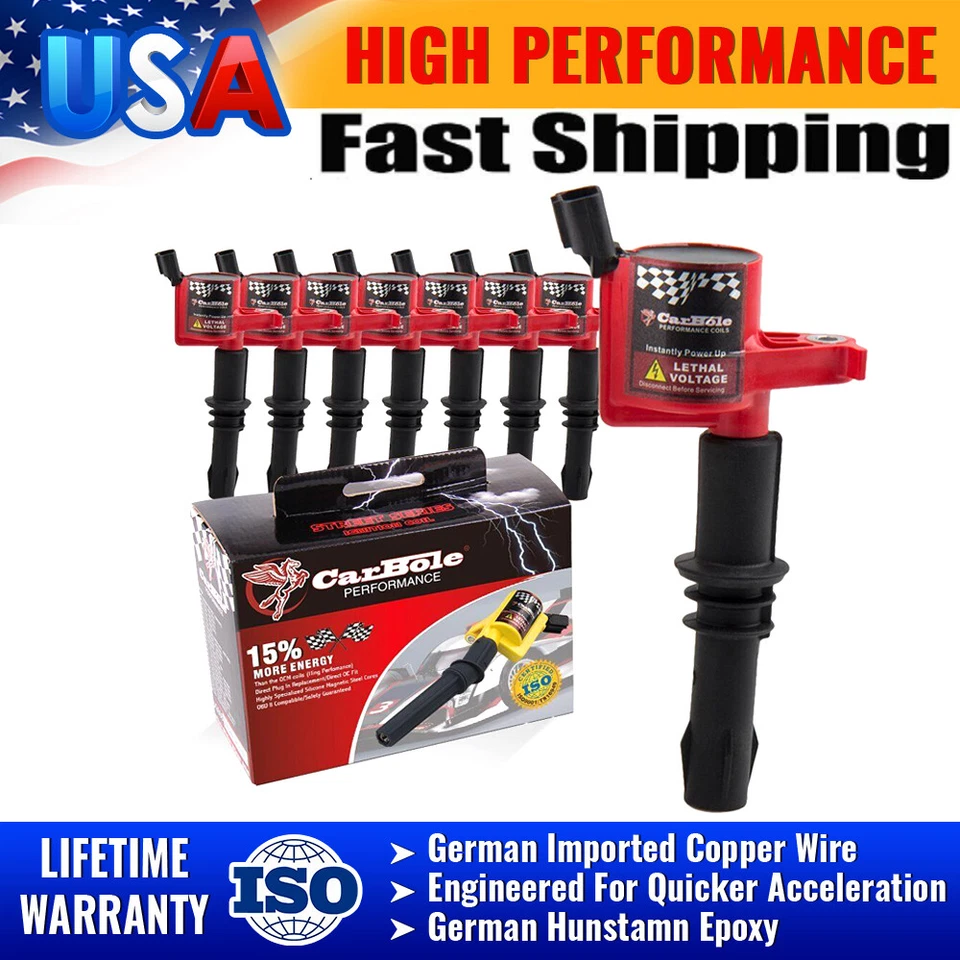 Paquete de 8 bobinas de encendido de alto rendimiento para Ford F150 V8 2004-2010 5,4 L 3 V DG511 Foto 2 de 4