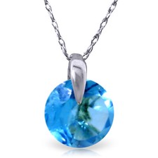 1 CTW 14K Solid White gold fine Friend Indeed Blue Topaz Necklace 16"