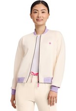 Med Couture AMP Women's Scrubs 2-Pocket Bomber Jacket MC304 SCRM Sweet Cream