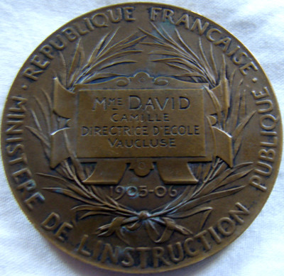 Médaille Instruction Publique 1908/09 – Directrice D’école – Cantal – Métal Argenté