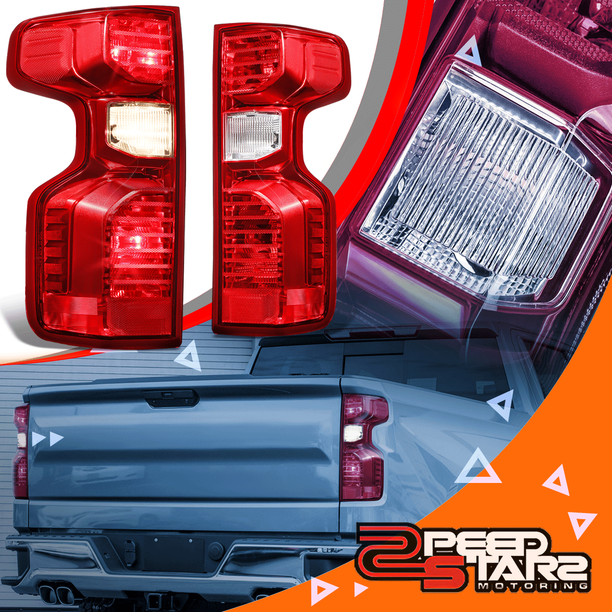 Pair Tail Brake Lights Reverse Lamp for 19-23 Chevy Silverado 1500 