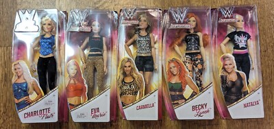 5 WWE Fashion Dolls Becky, Charlotte, Carmella, Eva Marie, Natalya Figures NIB 