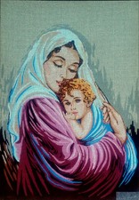 Arazzo punto ago tela dipinta 14.823 - Madonna e Bambino (18"x24") GobelinL