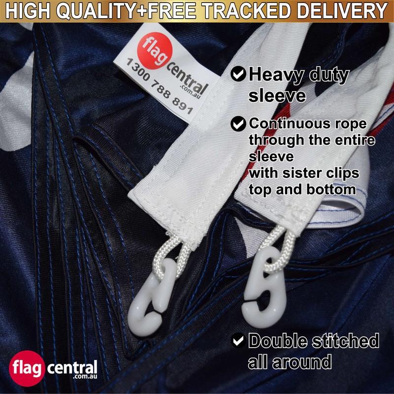 A - Australian Flag - Heavy-Duty - Red, White and Blue 2.4m x 1.2m High-Quality Screen-Printed Flag - 3