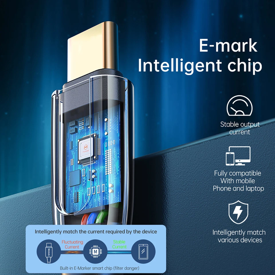 PD 100W 5A USB-C Cable Type-C to Type C Fast Charging Data Sync Charger Cord - Image 2 of 4