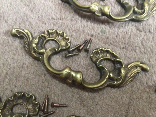Brass Drawer Handles Pulls Dresser Chest Rococo Style Vintage Baroque X 11 - Picture 8 of 12