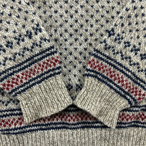 Maglione VINTAGE LL Bean uomo L grigio pullover Fair Isle lana nordica birdseye anni 90 - Foto 3 di 8