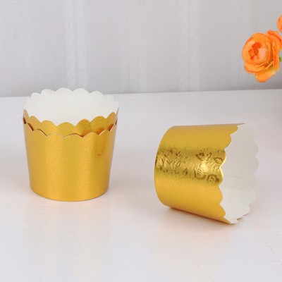  50 Pcs Metal-like Texture Paper Cupcake Cups Disposable Muffin Cup