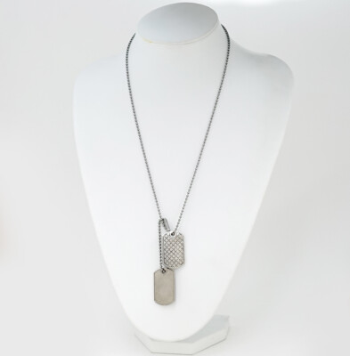 GUCCI Double dog tags ball chain Necklace 23