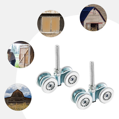 Barn Sliding Door Track Roller Wheels 2 Pieces Set with Box Rail Strut Channel