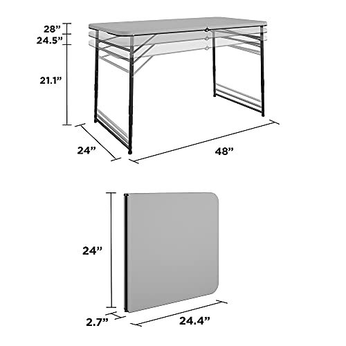 4 ft. Fold-in-Half Portable Indoor/Outdoor Utility Table, Gray Grey - Picture 3 of 7
