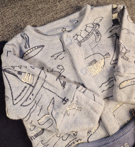 Baby Sleepsuit Set Newborn Boy Girl Unisex babygrow 7-10lb Blue Sea Space (419) - Picture 5 of 7