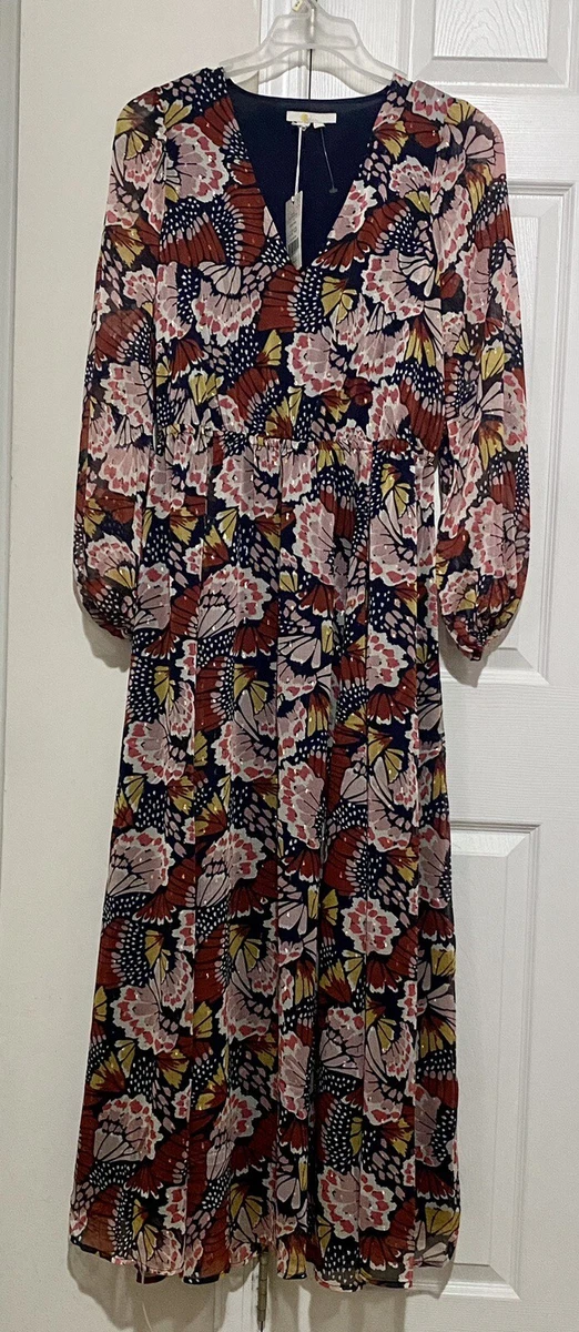 Boden Metallic Pink Floral Detail Maxi Dress NWT. Sz 8R eBay