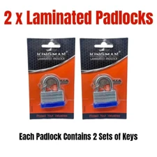 2 Pack Laminated Steel Padlock with Key Lock 40mm Wide Body Fence Shackle