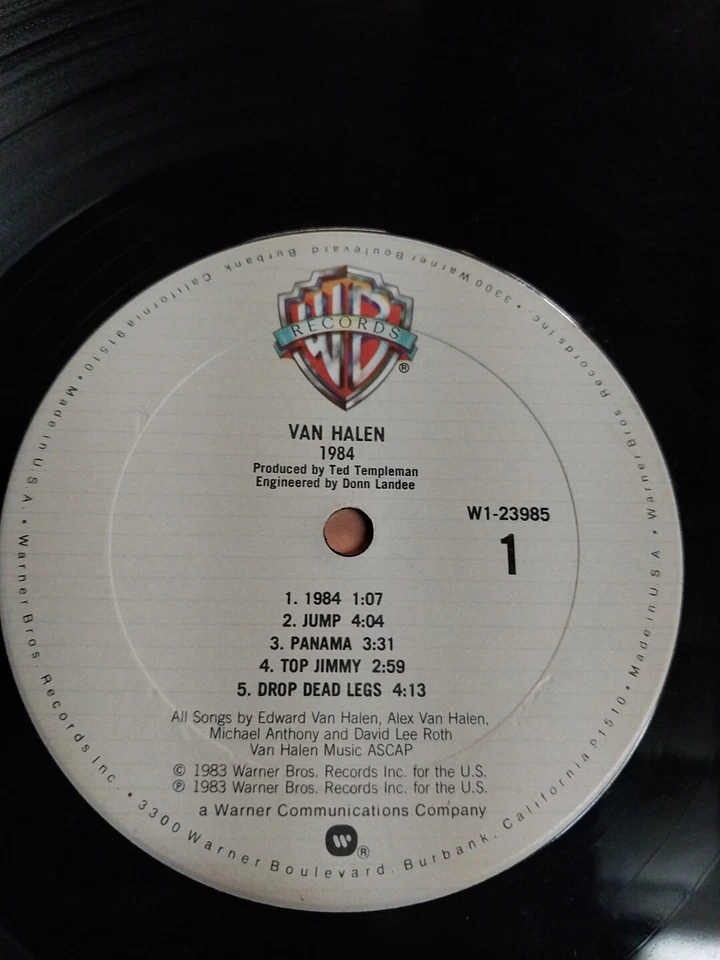 Van Halen 1984 Vinyl W1-23985 First Press 1983, Cover Mis-applied Mint/VG+ - Image 3 of 4