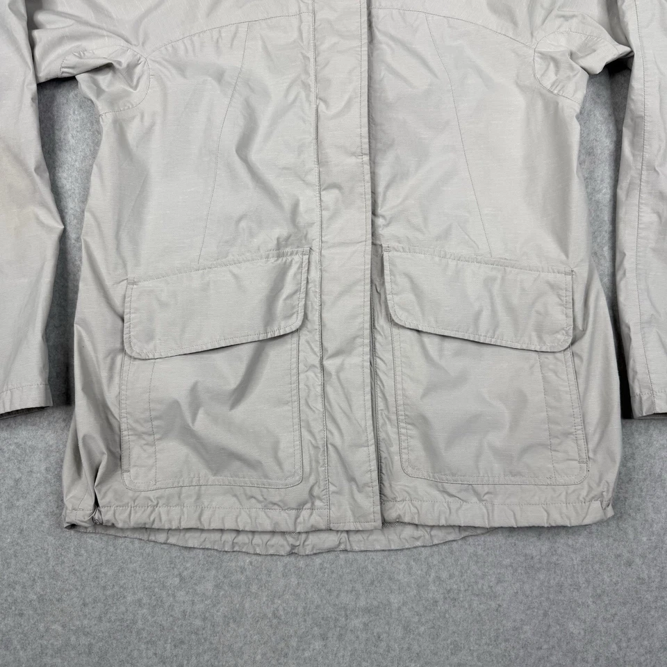 Chaqueta Prana Mujer Pequeña Marfil Cremallera Completa Con Capucha Lluvia Impermeable Senderismo Aire Libre Foto 3 de 4