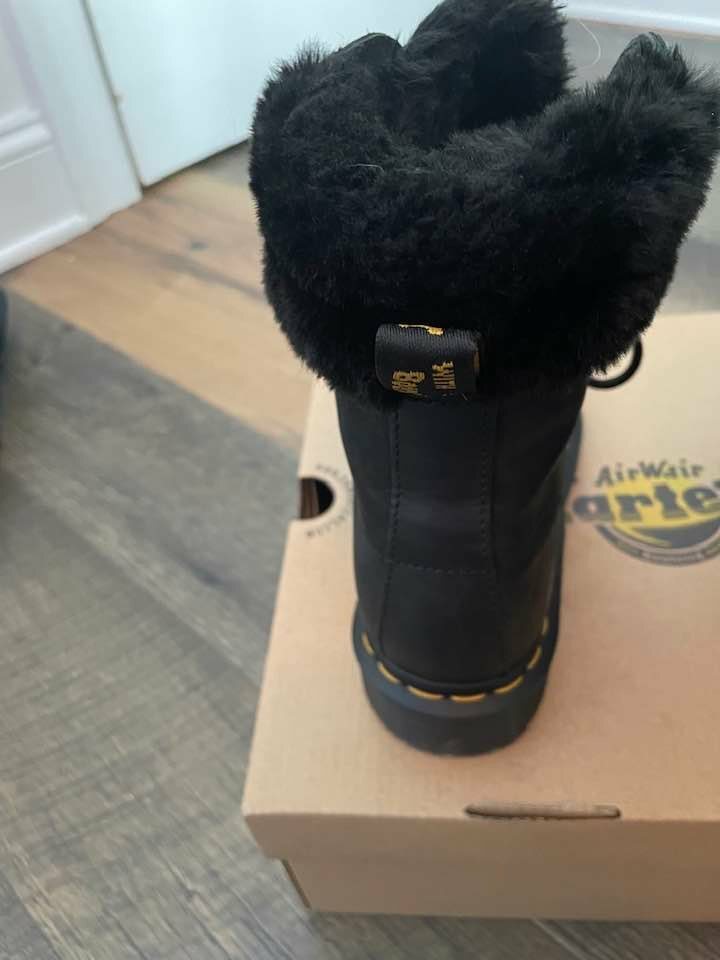 Martens 1460 Serena Collar Milo Faux Fur Black Streeter UK