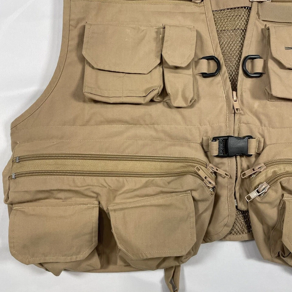Pacific Fly Utility Fishing Vest Men’s Size Medium (M) Brown Khaki 20 Pockets! - Image 4 of 4