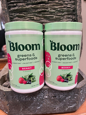 2 Bloom Green & Superfoods Powder - Berry Flavor - 4.81oz x 2 - Exp. 5/26