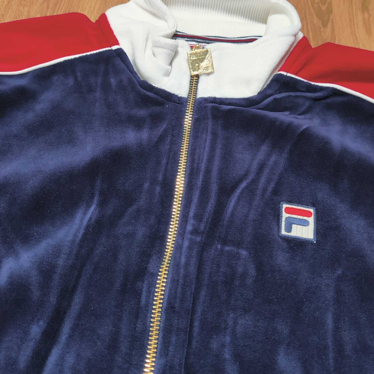 Fila Men's Velour Sweatsuit Tracksuit Navy Cima Velvet Size M L XL 2XL