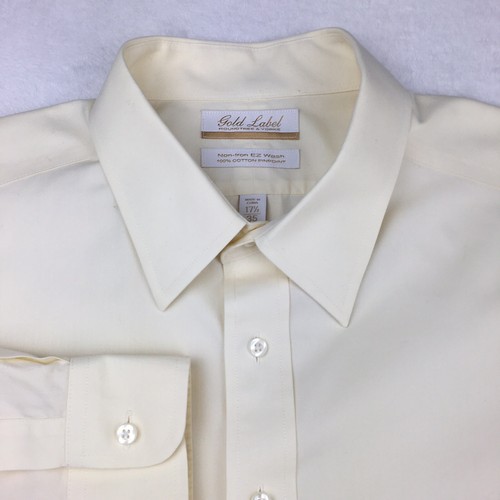 Roundtree & Yorke Gold Label Dress Shirt Mens 17.5-35 Yellow Non Iron - Picture 2 of 10