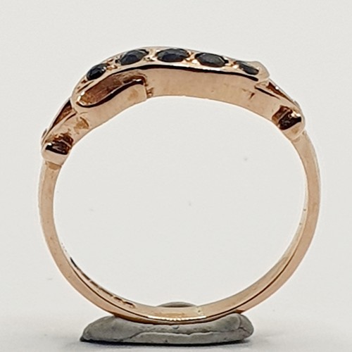 Fancy 9ct Rose Gold Sapphire Wave Half Eternity Band Ring Size L 3/4 Hallmarked - Picture 3 of 23