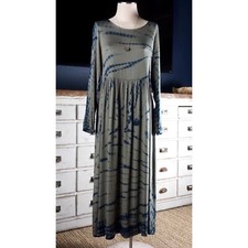 NWT New $138 Anthropologie Eliska Tie Dye Fit And Flare Blue Retro Midi Dress S