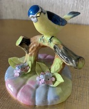 MEAKINS CHINA BIRD THE BLUE TIT WITH FLOWERS BONE CHINA STAFFORDSHIRE PERFECT