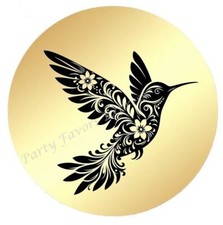 HUMMINGBIRD GOLD FOIL ENVELOPE SEALS LABELS STICKERS PARTY FAVORS