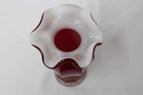 Ruby Red Vase with White Interior - 8 Inches High - Picture 5 of 6