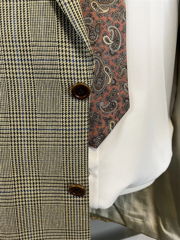 Blazer G2U De Colección Boss Hugo Boss 40R HECHO EN EE. UU. Glen Lana a Cuadros Seda Tweed Suave 2Btn Foto 4 de 4