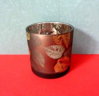 Gilde Windlicht BläTter Herbst Braun/Gold Ø 9 Cm HöHe 12 Cm