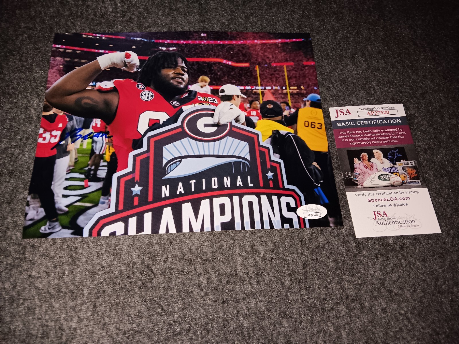 bear alexander Autographed Signed Georgia Bulldogs 8x10 Jsa 