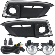 Silscvtt RH+LH Front Fog Light For 2019-2020 Honda Civic Coupe/Sedan Lamp+Cover
