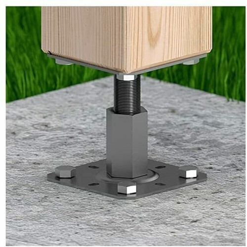 Heavy Duty Galvanised Adjustable 100-150mm Elevated Post Base Support DIYUK - Picture 3 of 11