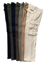Vertical Sports Mens Solid Casual Slim Straight Fit Stretch Cargo Button Pants