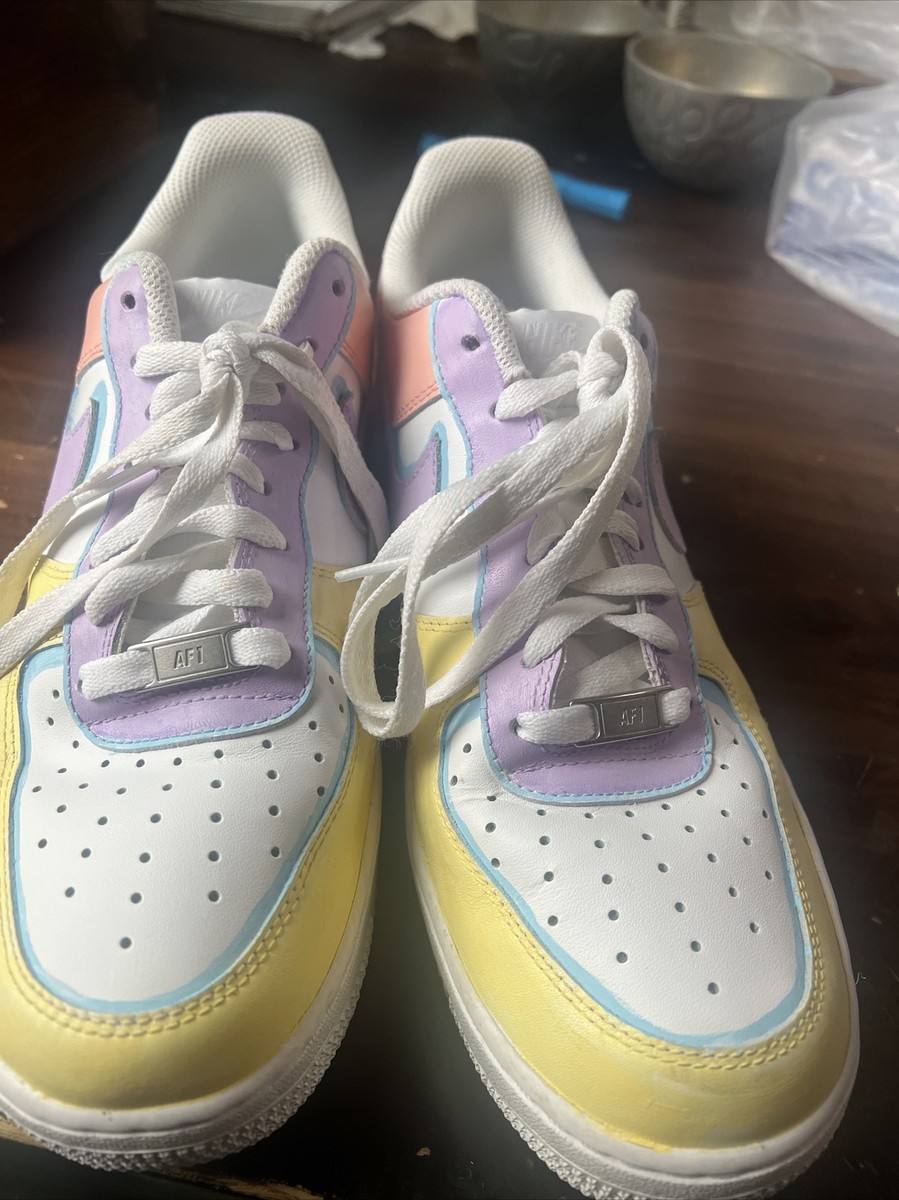 purple pink and yellow air force ones