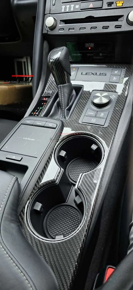 Para Lexus IS300 350 500 AWD 2021-2025 Consola de carbono Portavasos Cubierta de panel Foto 4 de 4