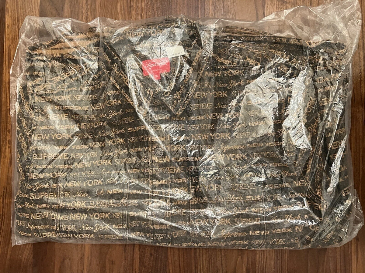 Supreme Multi Type Jacquard Denim Logo Brown Shirt FW22 XL FW22 Authentic NWT